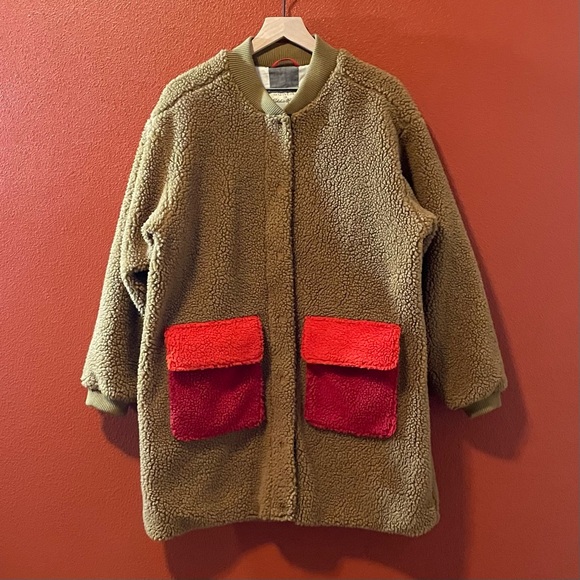 THE GREAT. Jackets & Blazers - THE‎ GREAT x Eddie Bauer Women’s Color Block Plush Faux Sherpa Zip Up Long Coat
